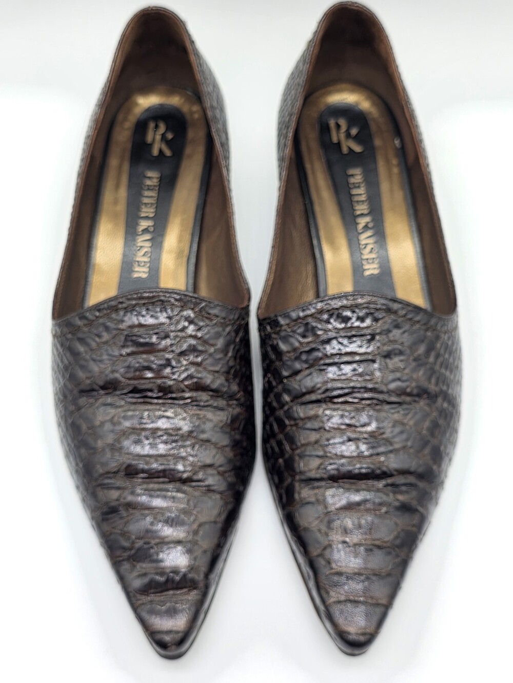 Vintage Peter Kaiser Genuine Snakeskin Low Heels | Size 8 Dark Academia Indie - Picture 3 of 16